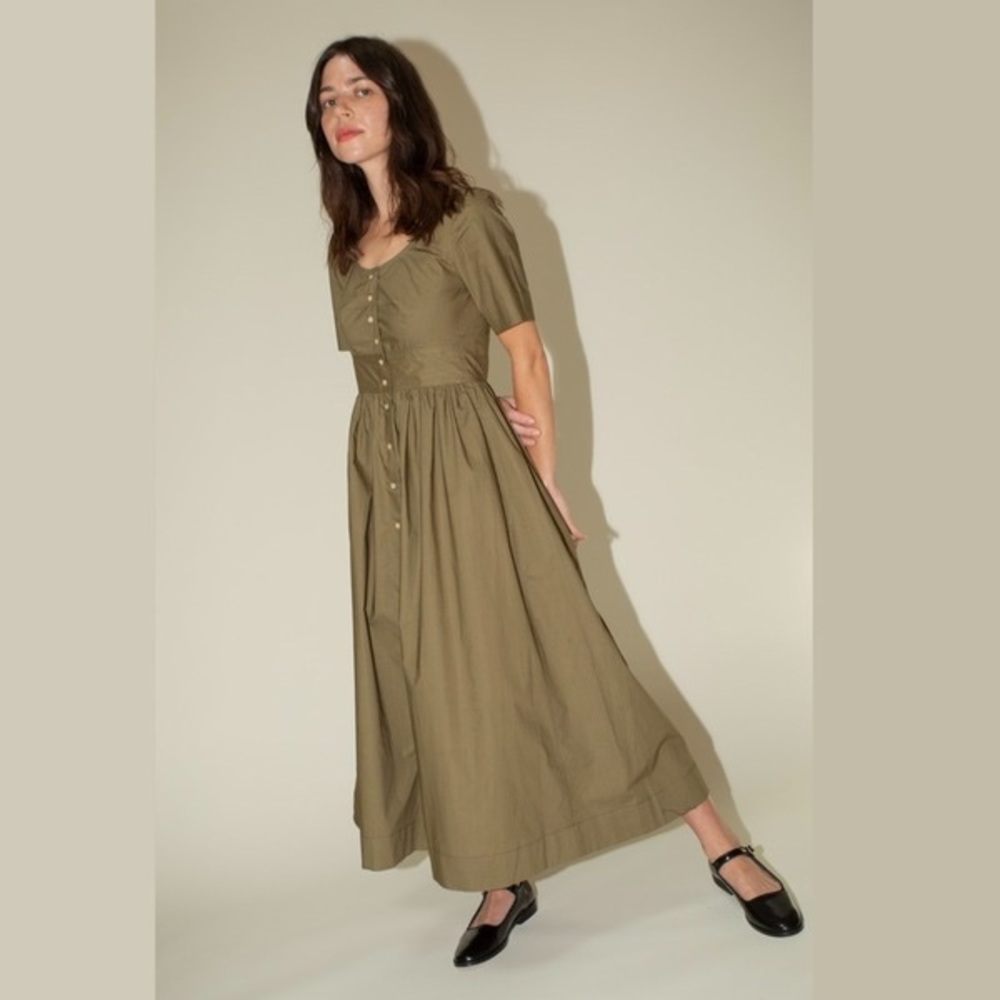 Caron Callahan Indira dress in olive poplin 🫒